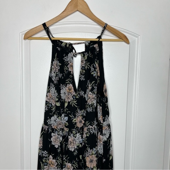 Torrid Black Floral Chiffon Midi Keyhole Tank Dress size 00 - Picture 8 of 9